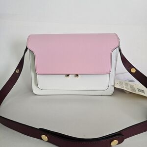 Marni Trunk Medium Crossbody Bag Pink White